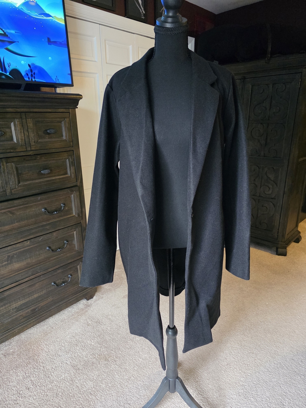 Love For Humanity Black Label Women’s Black Longline Coat Size Medium